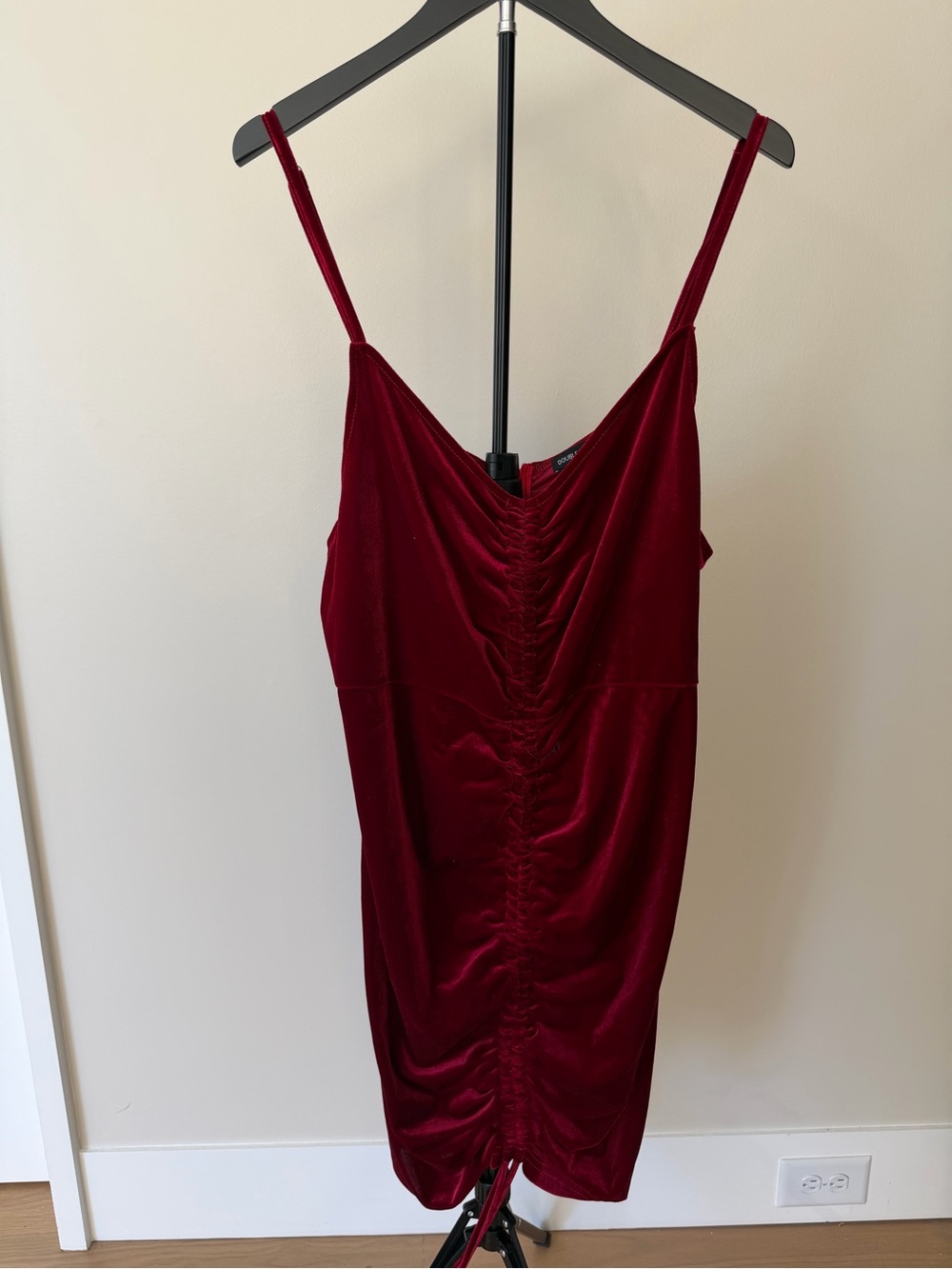 Double Crazy Red Velvet Slip Dress